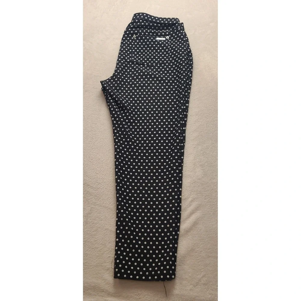 Michael‎ Kors Navy White Polka Dot Pull On Leggings Pants Women's Large Casual